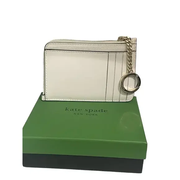 Kate Spade Darcy Wild Petal Medium L-Zip Card Holder Key Ring Floral - Picture 4 of 5